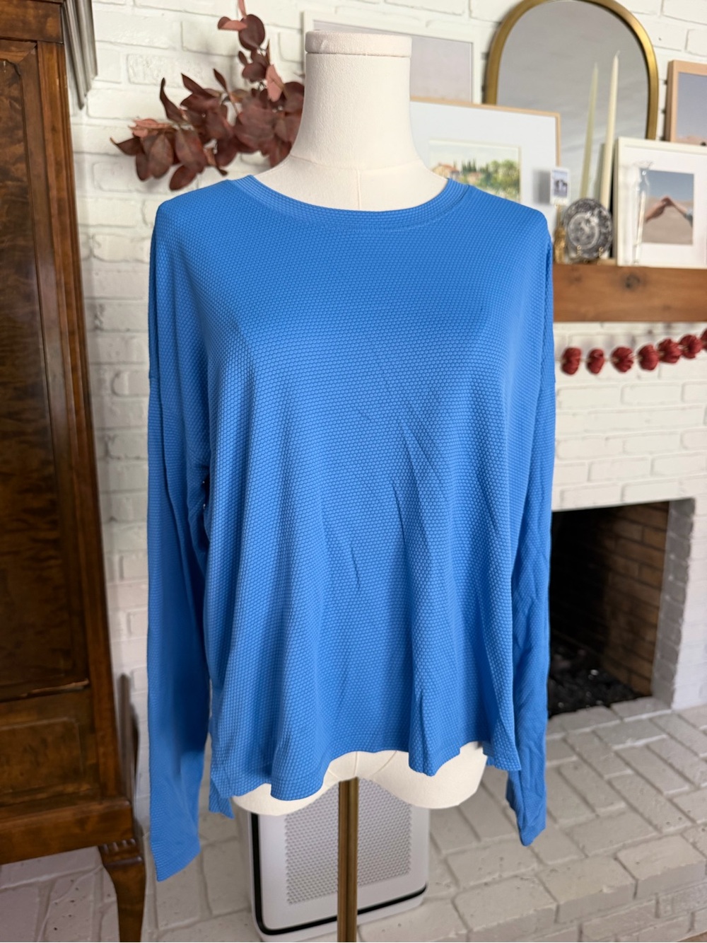 CALIA by Carrie Underwood Bright Blue Long-Sleeve Waffle Top